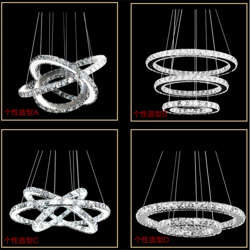 

Modern Crystal LED Chandelier Lighting Crystal Ring Chandelier Ring Light Fixtures Light Suspension Lumiere Circles Hanging Lamp
