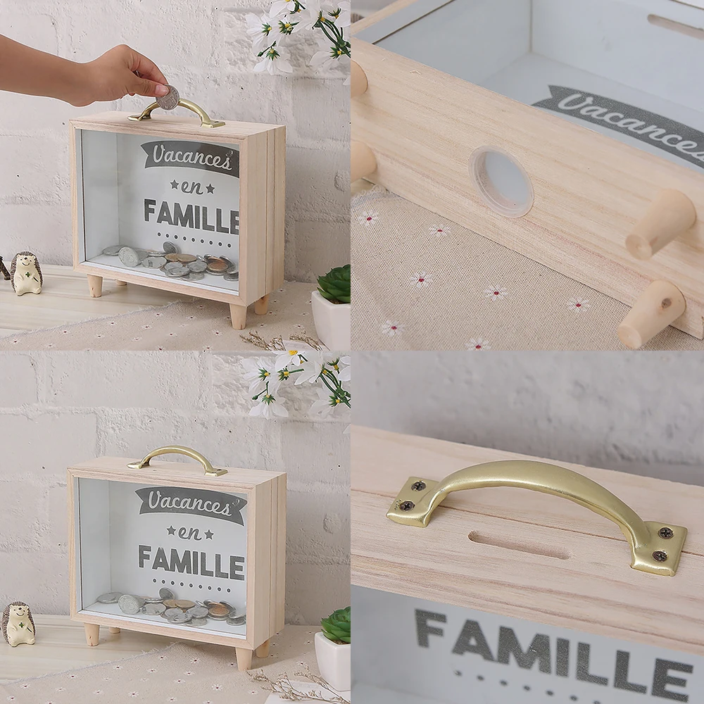 

Nordic Wooden Art Piggy Bank Bedroom Desktop Decoration Ornaments Sundries Storage Box Props Small Storage Box