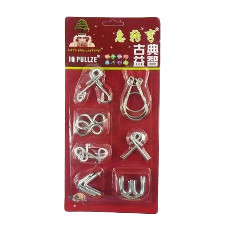 1 Set New Wire Magic Trick Puzzle Seven-Piece solution ring Unlock Ring Solution Toy Nine serial Big Bird Varied Prop | Игрушки и хобби