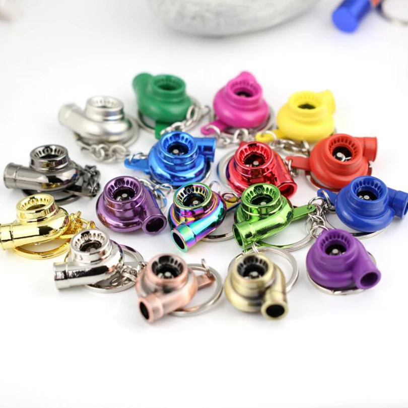 

10pcs Rotatable Turbo Keychain Turbocharger Styling Keyring Activity Gift Children's Gift Trinkets Car Mini KeyRing Car Keychain