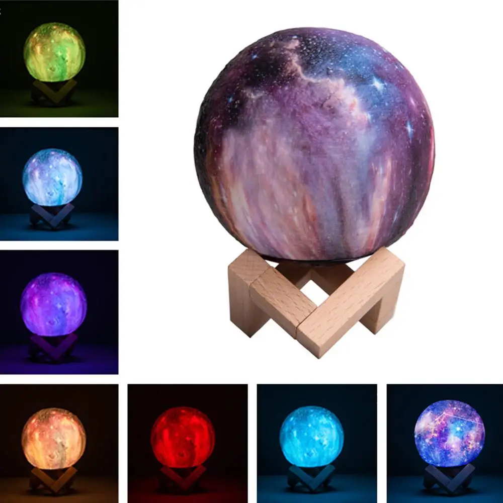 Litake 3D Звездная Раскрашенная Форма Луны 7 цветов меняющий светильник Pat с