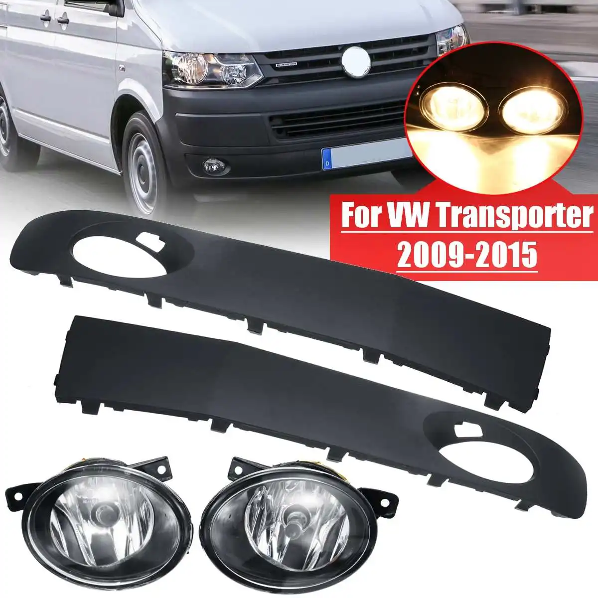 Пара переднего бампера Туман светильник с лампой решетки для VW Transporter/Caravelle 2009- для VW T5 2003-2010 с переключателем+ проводки