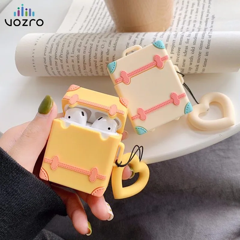 

VOZRO Retro suitcase Wireless Bluetooth Earphone Case For Apple AirPods Silicone Headphones Cases For Airpods 2 Protective Cover
