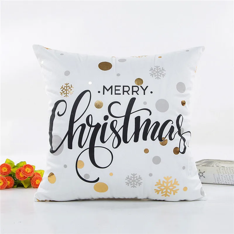 Рождественская наволочка для подушки блестящие буквы Единорог хлопок наволочка рождественский дом
