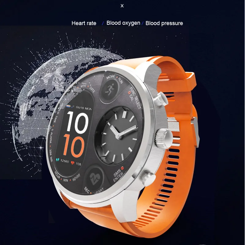 T3 Dual Display Smart Watch For Men Ip68 Waterproof Fitness Bracelet 15 Days Standby Business Smartwatch Activity Tracker(Blac