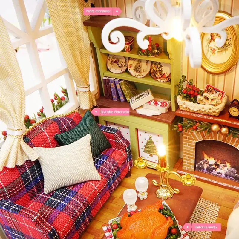 DIY Doll House Kids Wooden Miniature Dollhouse with Furniture doll house Toy Handmade Holiday gifts 3D DIY Doll House Kids Wooden Miniature Dollhouse with Furniture doll house Toy Handmade Holiday gifts 3D