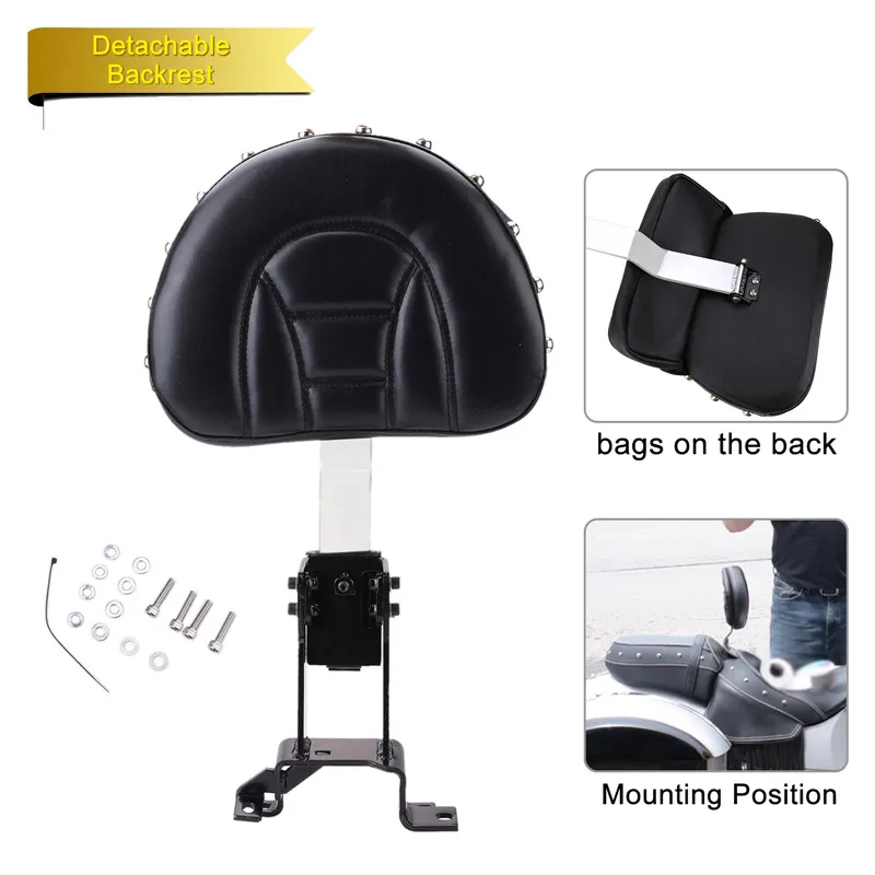 

Rivet Plug-In Driver Backrest Adjustable Sissy Bar & Mounting Kit For Indian chief Chieftain Roadmaster Springfield 2014-2018