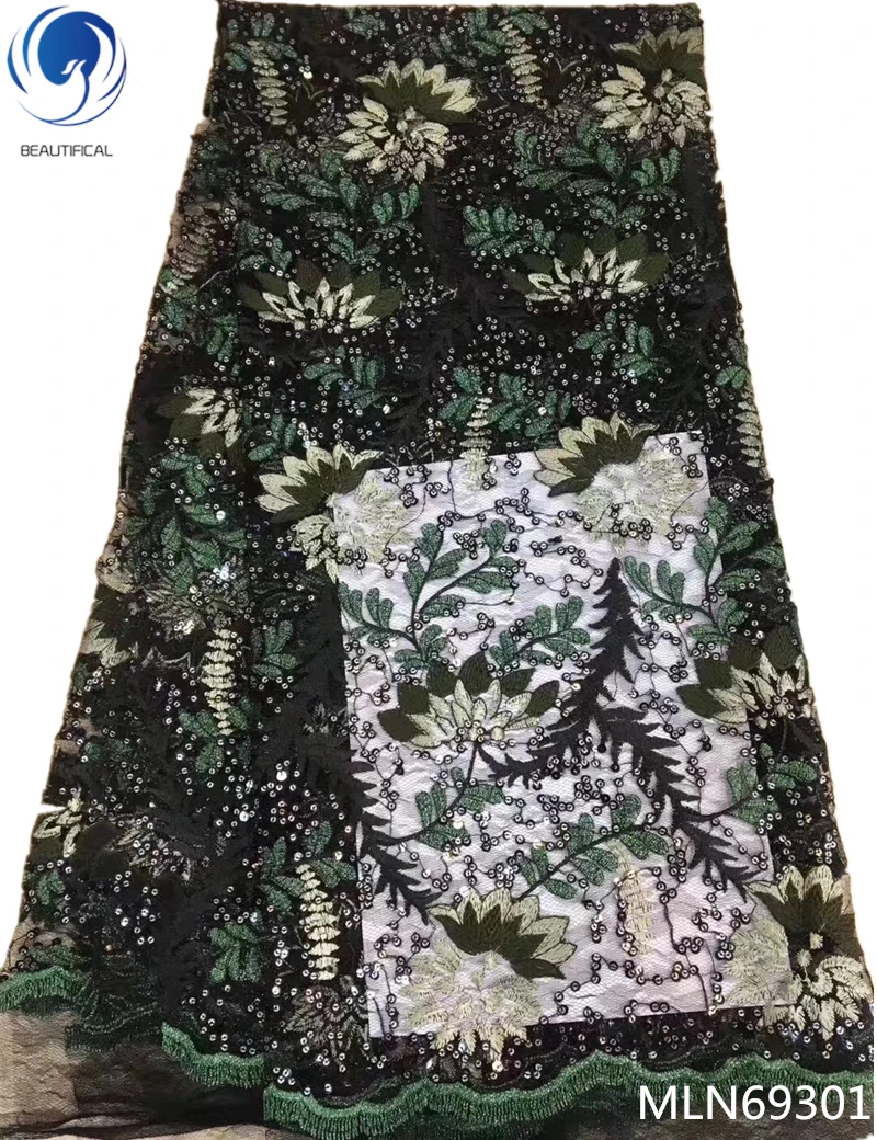 

BEAUTIFICAL embroidery sequin lace fabric african lace 2019 french tulle fabric 5 yards with sequins MLN693