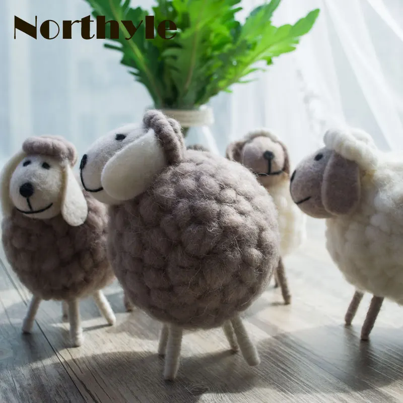 Genuine Northyle cute mini sheep wool miniature sheep craft figurine home decoration accessories christmas gift