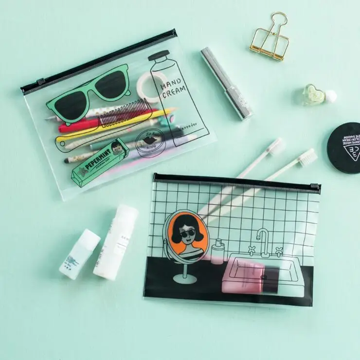 

Ellen Brook 1 Piece New Lovely Cute Kawaii Creative PVC Receive Bag Glasses Translucent Korea School Office Supplies Stationery