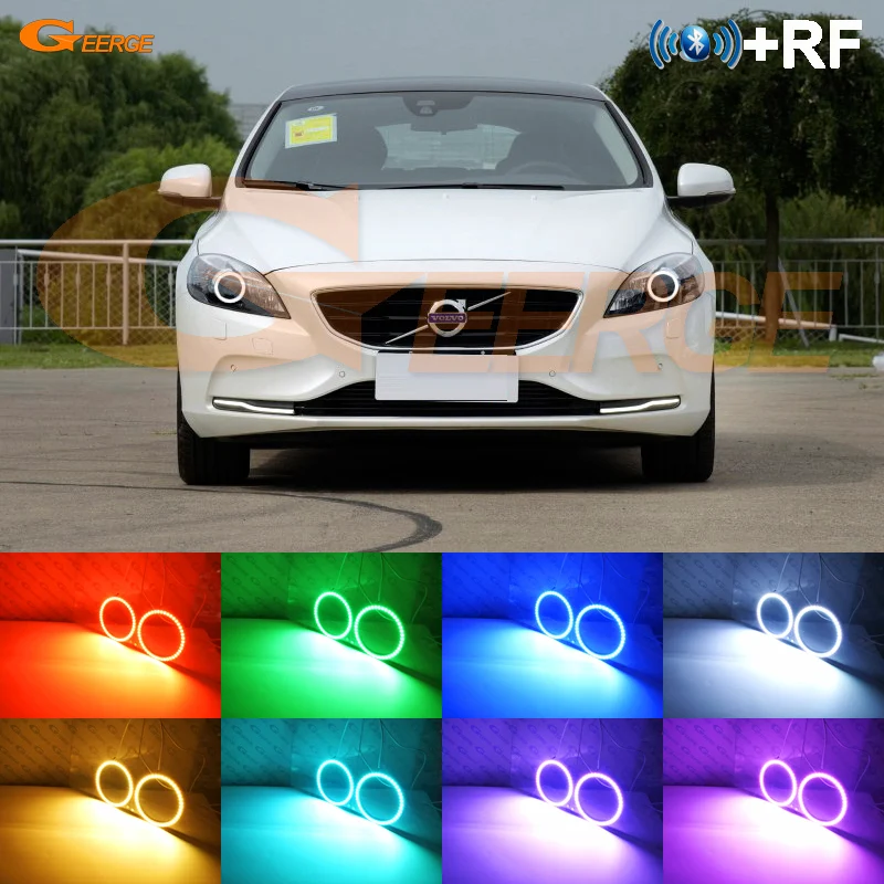 Для Volvo V40 ксенон отличное RF контроллер Bluetooth мульти-Цвет ультра яркий RGB светодиодный Ангельские глазки комплект