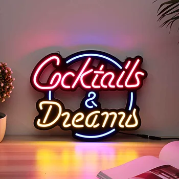 

Cocktail Dream Real Glass Tube Neon Light Sign Tavern Beer Bar Pub Decoration Neon Lamp Board Commercial Lighting 17"x14"