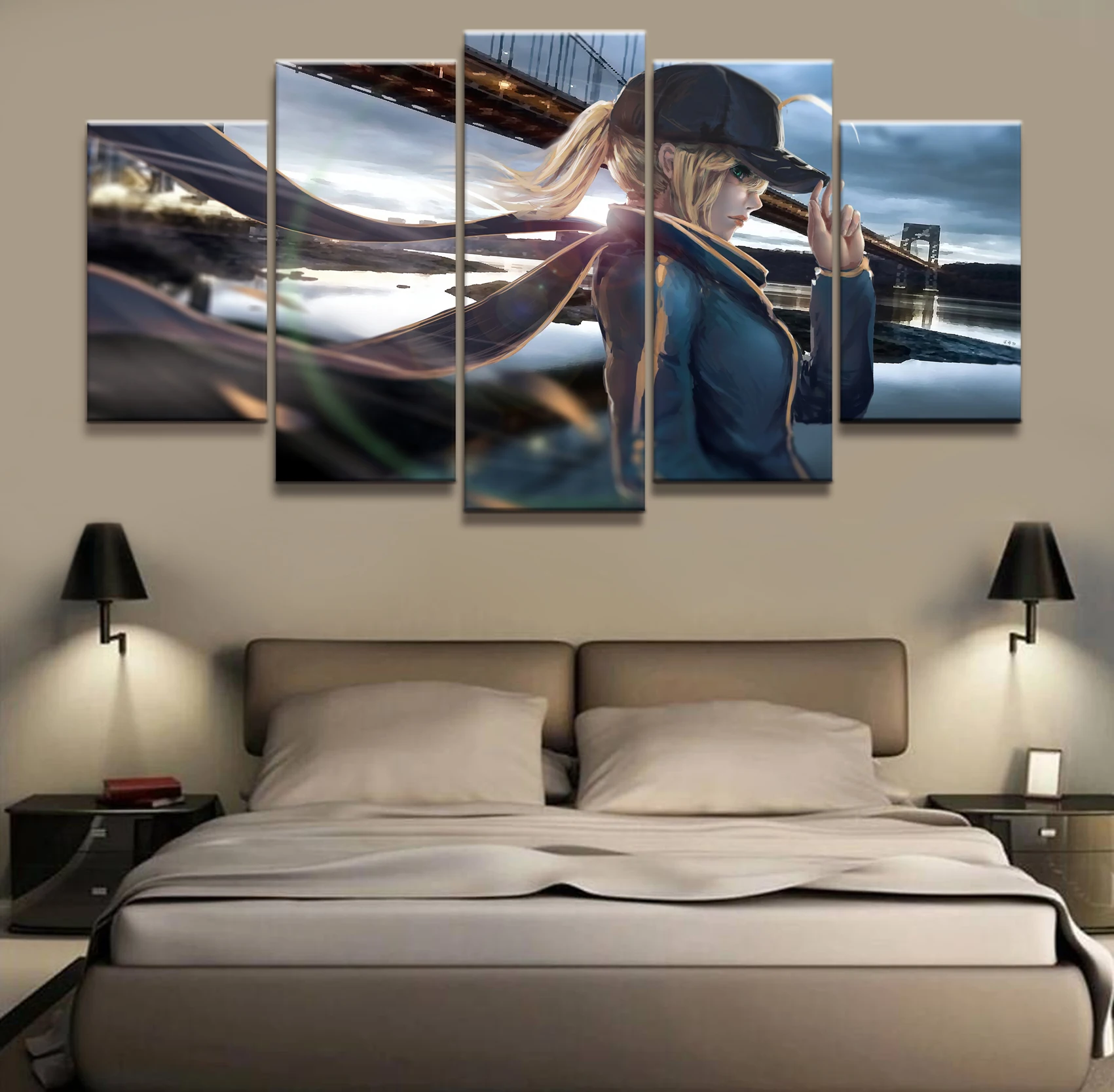 Холст модульный постер домашний Декор печать 5 шт. аниме Fate Stay Night Saber Lily Warrior