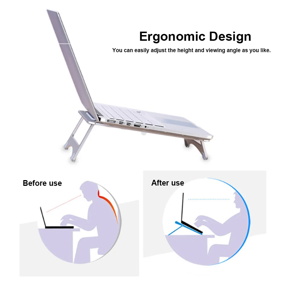 Портативный алюминиевый сплав Подставка для ноутбука складной регулируемый охлаждающий Настольный держатель кронштейн для охлаждения ультратонкий держатель для ноутбука