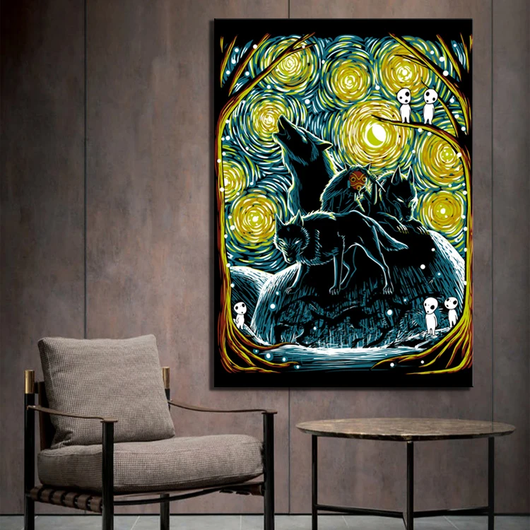 

1 Piece Wolves Animal Paintings Forest Artwork Canvas Art for Home Decor Wall Art