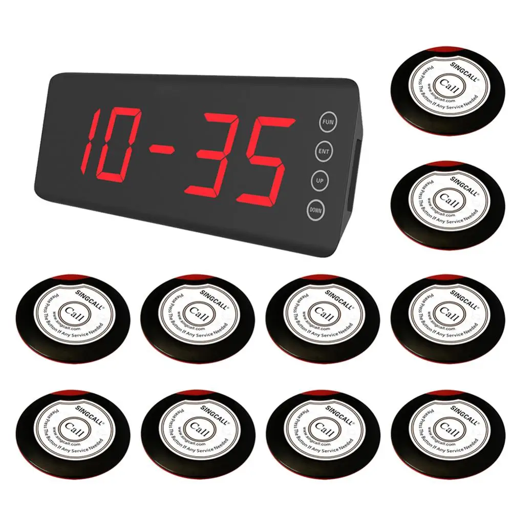 

SINGCALL wireless calling system,10 pcs buttons APE700rw and 1 pc call number display screen receiver, using in coffee shop,pub