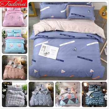 

New Fashion Duvet Cover 3/4 pcs Bedding Set Adult Kids Soft Cotton Bed Linen Single Twin Full Queen King Size Bedspreads 150x200