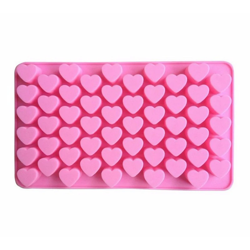 Kitchen Baking Tools 55 Holes Cute Heart Style Silicone Chocolate Mold Ice Candy Lolly Muffin Mould Valentine Gift Maker D0136