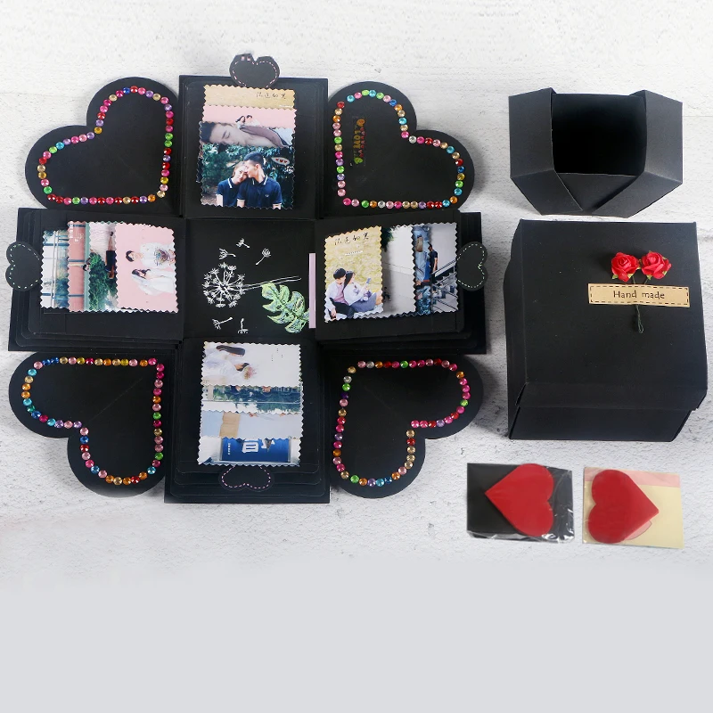 

High Quality DIY Surprise Love Explosion Box Gift Explosion for Anniversary Scrapbook DIY Photo Album birthday Gift 12x12x12cm