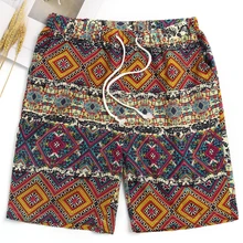 INCERUN летние винтажные шорты мужские с принтом на шнурке мужские повседневные шорты хлопковая одежда уличная Гавайские шорты Hombre S-5XL