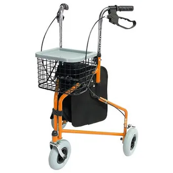 

3-wheeled walker | Orange | Foldable with basket and carrying bag | Caleta | Mobiclinic