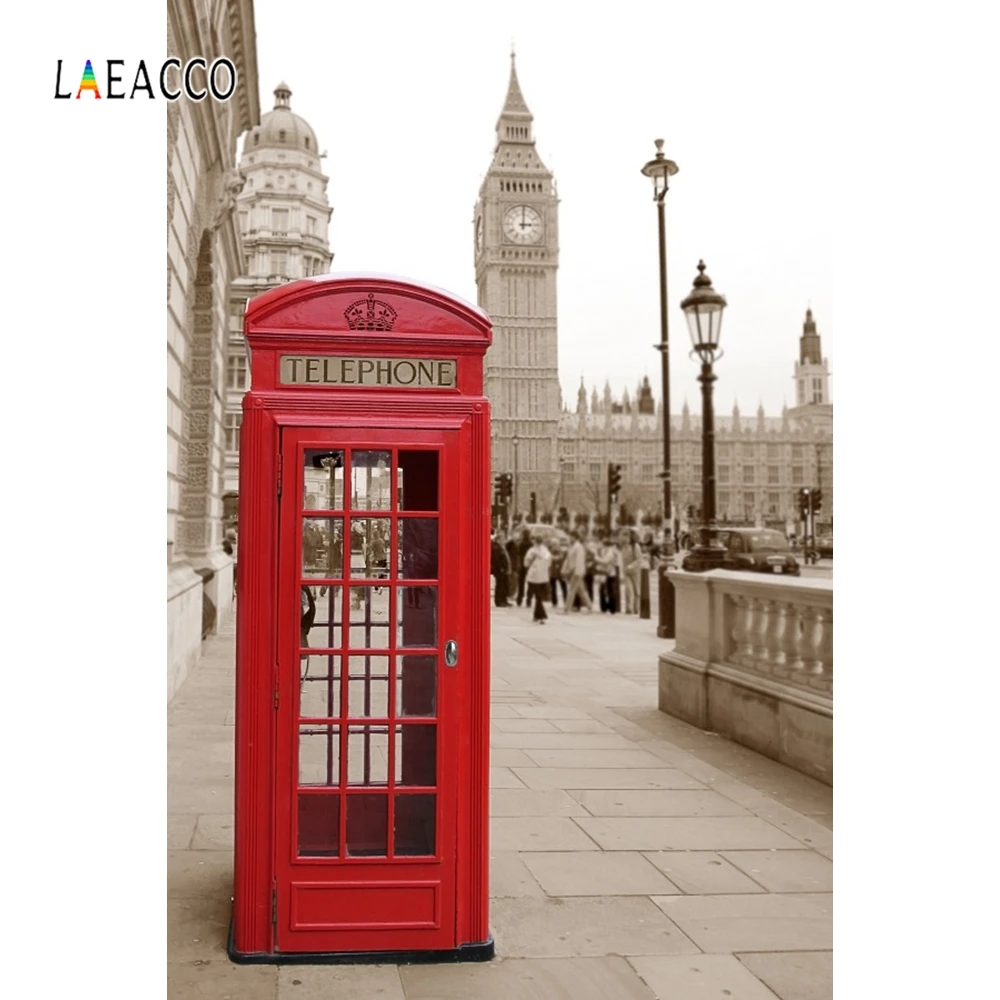 

Laeacco London Street Telephone Studio Booth Photography Backgrounds Portrait Photocall Photo Backdrops Vinly For Photo Studio