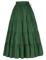 Женская сплошной цвет хлопок макси юбка Винтаж Ретро стиль качающаяся длинная юбка подарок