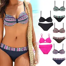 Бикини купальный костюм с нагрудники на косточках сексуальный Печатный купальник классические купальники в стиле ретро для женщин