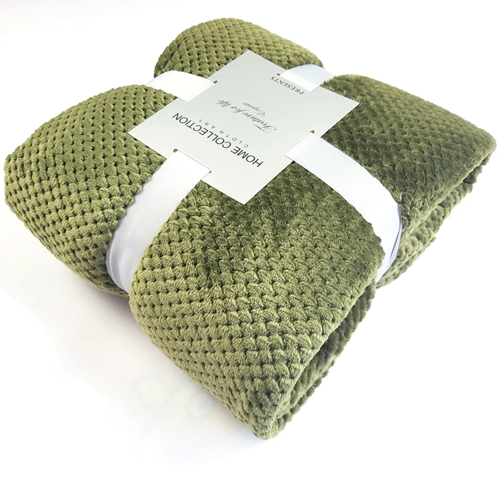 

1Pc Flannel Bed Throw Blanket Super Soft Warm Fleece Blanket Mesh Pattern Towel for Aircraft Bed Car Travel Home Textile