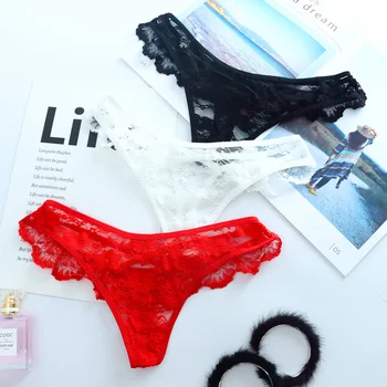 

2019 NEW Spring lace ladies panties openwork lace sexy panties women's T pants low waist cross thongs Transparent charm