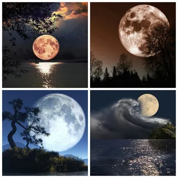 

HUACAN Paint With Diamonds 5D Diy Diamond Painting Full Square Landscape Mosaic Moon Picture Of Rhinestone Decor Home