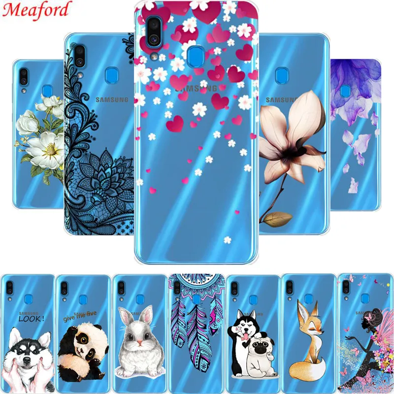 

6.4'' For Samsung Galaxy A20 Case Cute Animal Floral Clear Soft TPU Back Cover For Samsung A20 A 20 Phone Case Silicone Coque