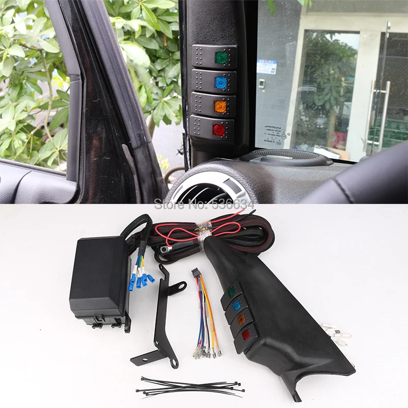 1 Set A Pillar ABS Plastic Toggle Panel Kit Rocker Switches for Jeep