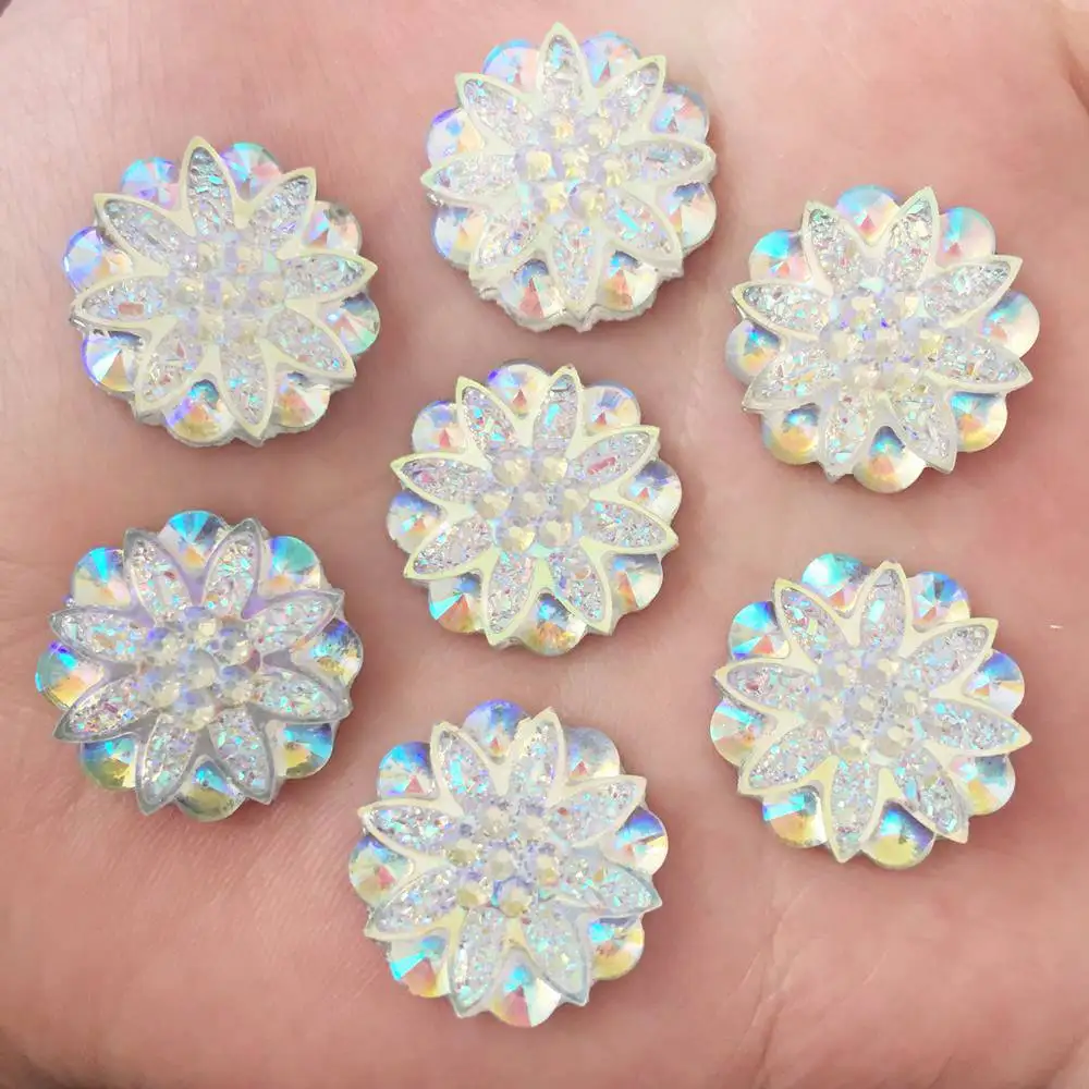 

NEW 50PCS 18mm AB Resin Flower Rhinestone Flatback Wedding Diy Crafts Phone Case Decoration K207*5