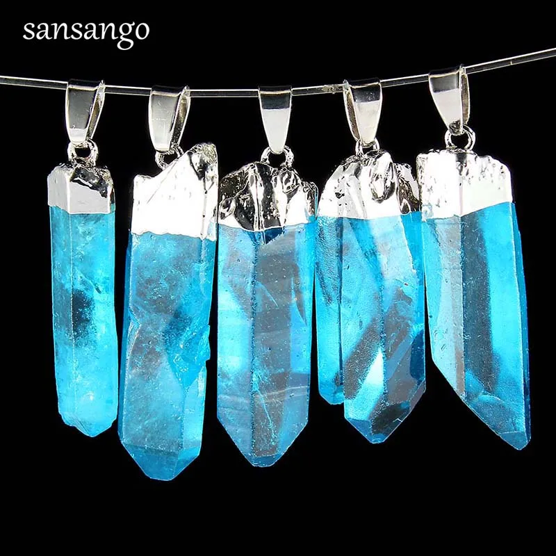 

Natural Stone Ore Pendant Multi Colorful Natural Irregular Crystal Original Stone Column Reiki Healing Chakra DIY Fit Necklaces