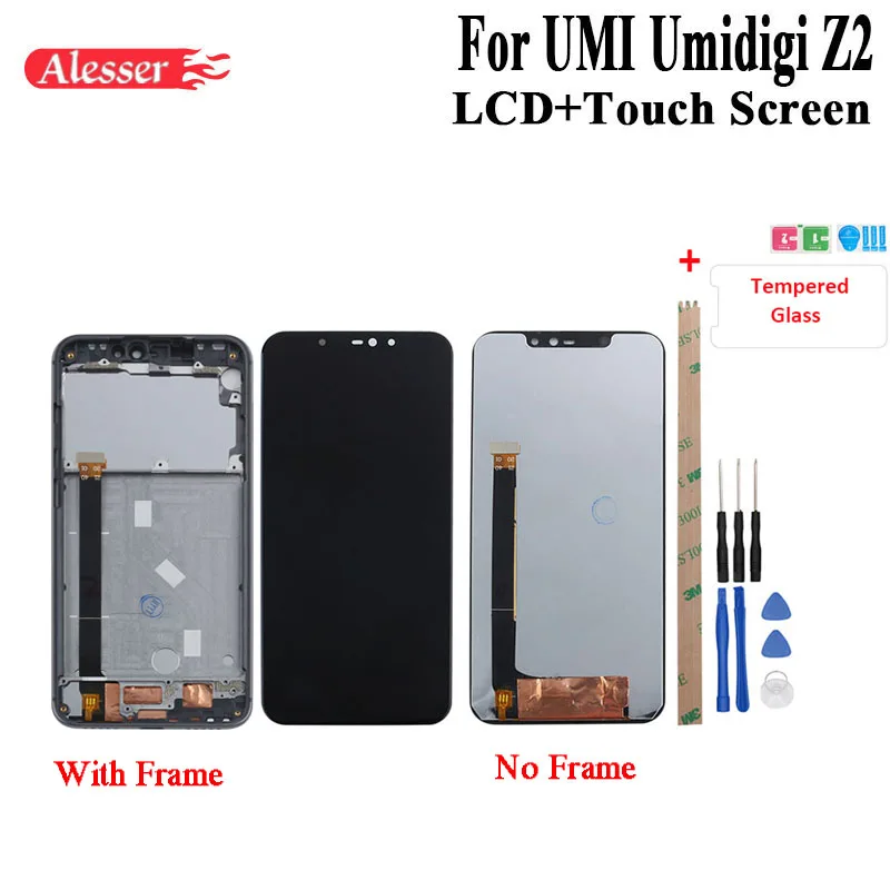 

Alesser For UMI Umidigi Z2 LCD Display and Touch Screen With Frame Assembly With Tool And Adhesive +Film 6.2" For UMI Umidigi Z2