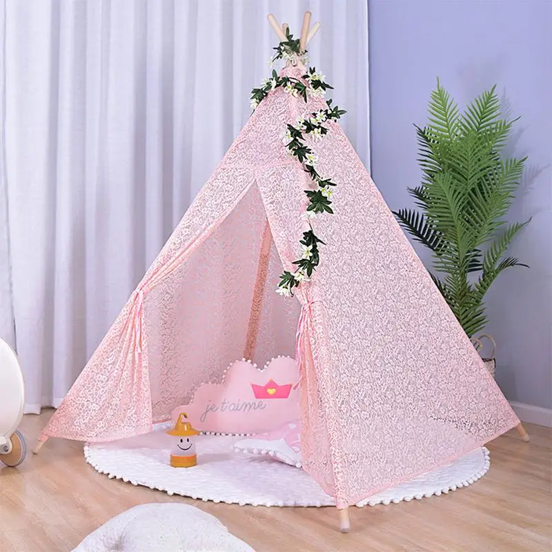 

Children Tents Portable Folding Luxury Lace Princess Castle Tent Children's Play House Indian Triangle Tents Kids Gift