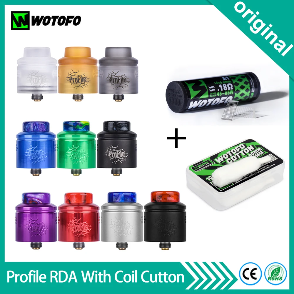 

Original Wotofo Profile RDA 24mm Vape Tank With Mesh Coil Cotton Rebuildable Dripping Atomizer electronic cigarette Tank