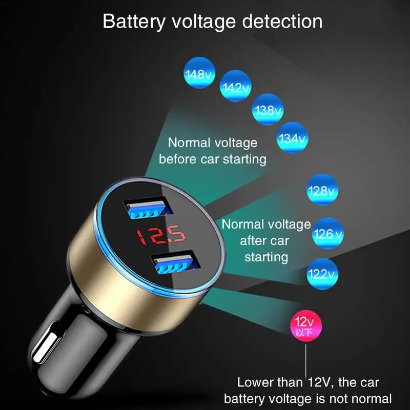 

Dual USB Digital Red LED Voltage Current Display Checking Fast Charging Car Charger For Mobile Phone GPS Tachograph MP4 Player
