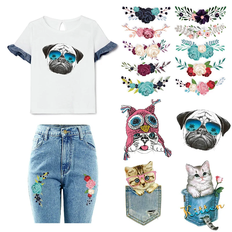 

DIY Cartoon Iron On Badge Heat Transfer T-shirt Fashion Press Sticker Washable Sew Embroidered Applique Patches 1pc New