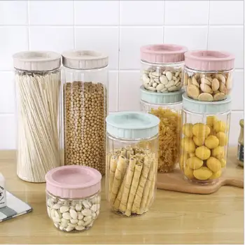 

Creative Kitchen Storage Bottles For Bulk Products Jars With Lid Spices Sugar Tea Coffee Plastic Container Receive Organizer Can