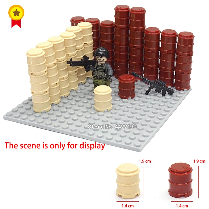 Compatible With Legoinglys Building Blocks Oil Drum Components 2x2 Diy Assembly City Military Battlefield ww2 Series With Lepin