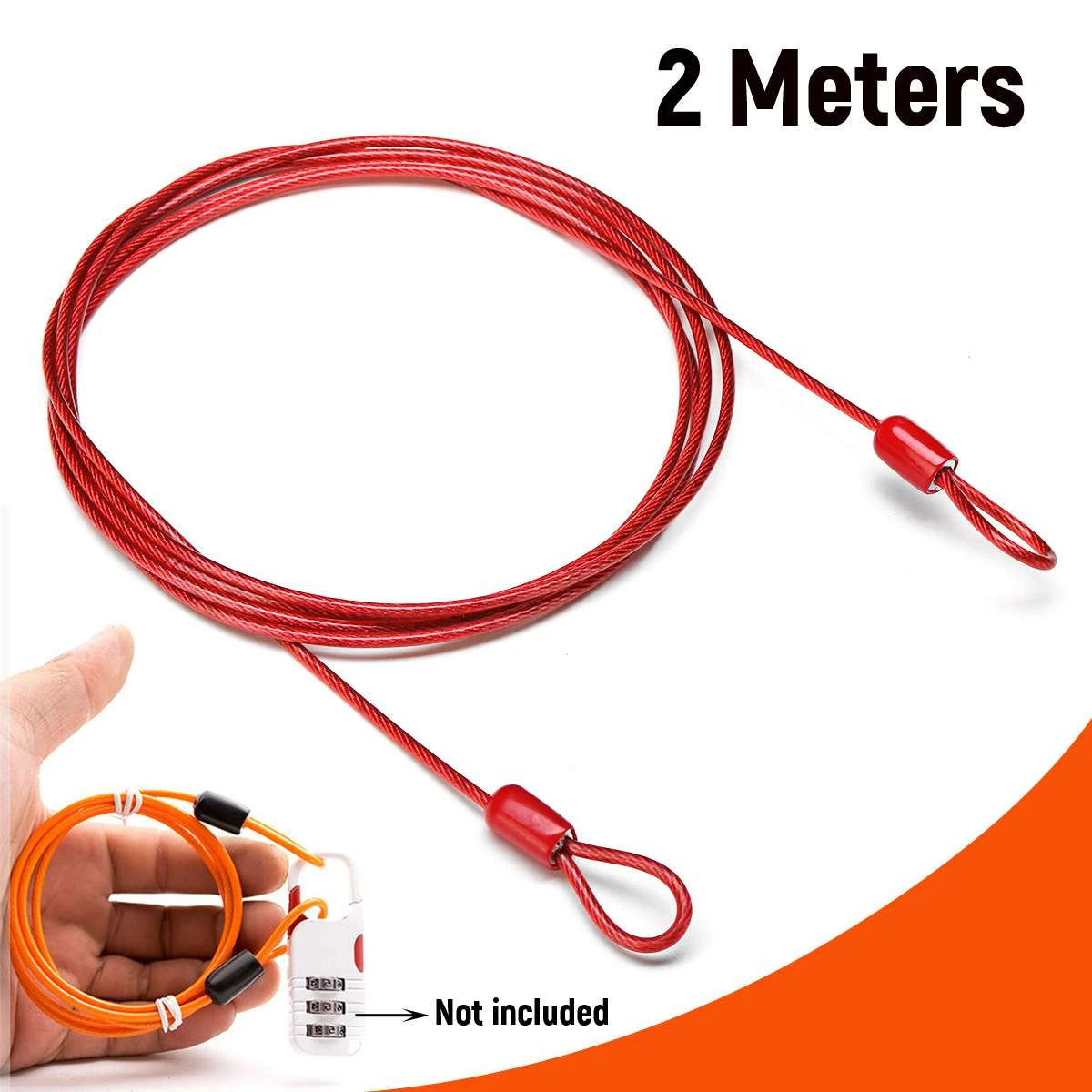 2Meters Security Double Loop Cable Strong Braided Steel For Bike Chain Lock 3c