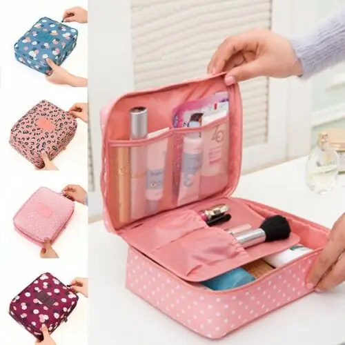 

Ladies Travel Cosmetic Makeup Bag Fashion Rushed Floral Nylon Zipper New Women Makeup bag Cosmetic Toiletry Case Hanging Pouch