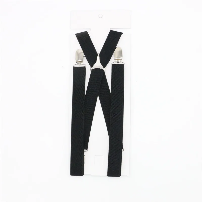 

4 Clips Solid Men's Suspenders 2.5cm Width Women's Pants With Adjustable Suspenders Triangle Metal Cross