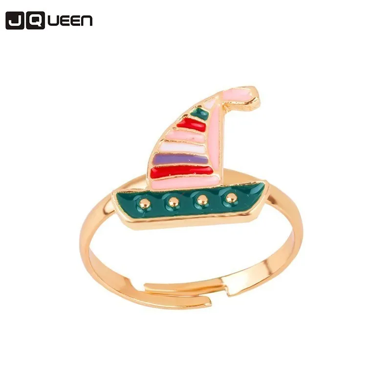 JQUEEN 2019 New Drip Oil Colorful Sailing Boat Children Kids Rings Adjustable Cartoon Opening Ring Party Birthday Jewelry Gift | Украшения