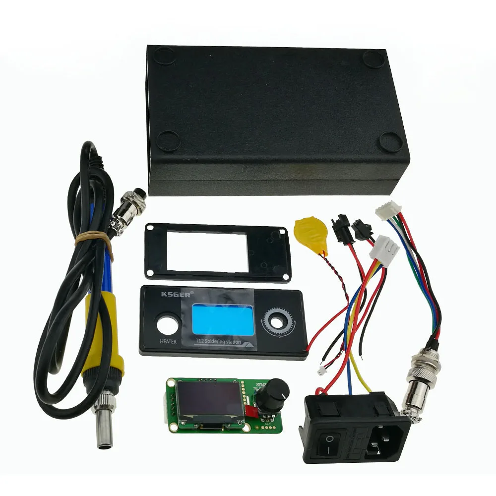 Ceny KSGER V2.1S STM32 OLED 1.3 rozmiar ekranu T12 cyfrowy regulator temperatury z sterownik baterii 5 rdzeń przewód silikonowy 9501 uchwyt do lutowania zestaw