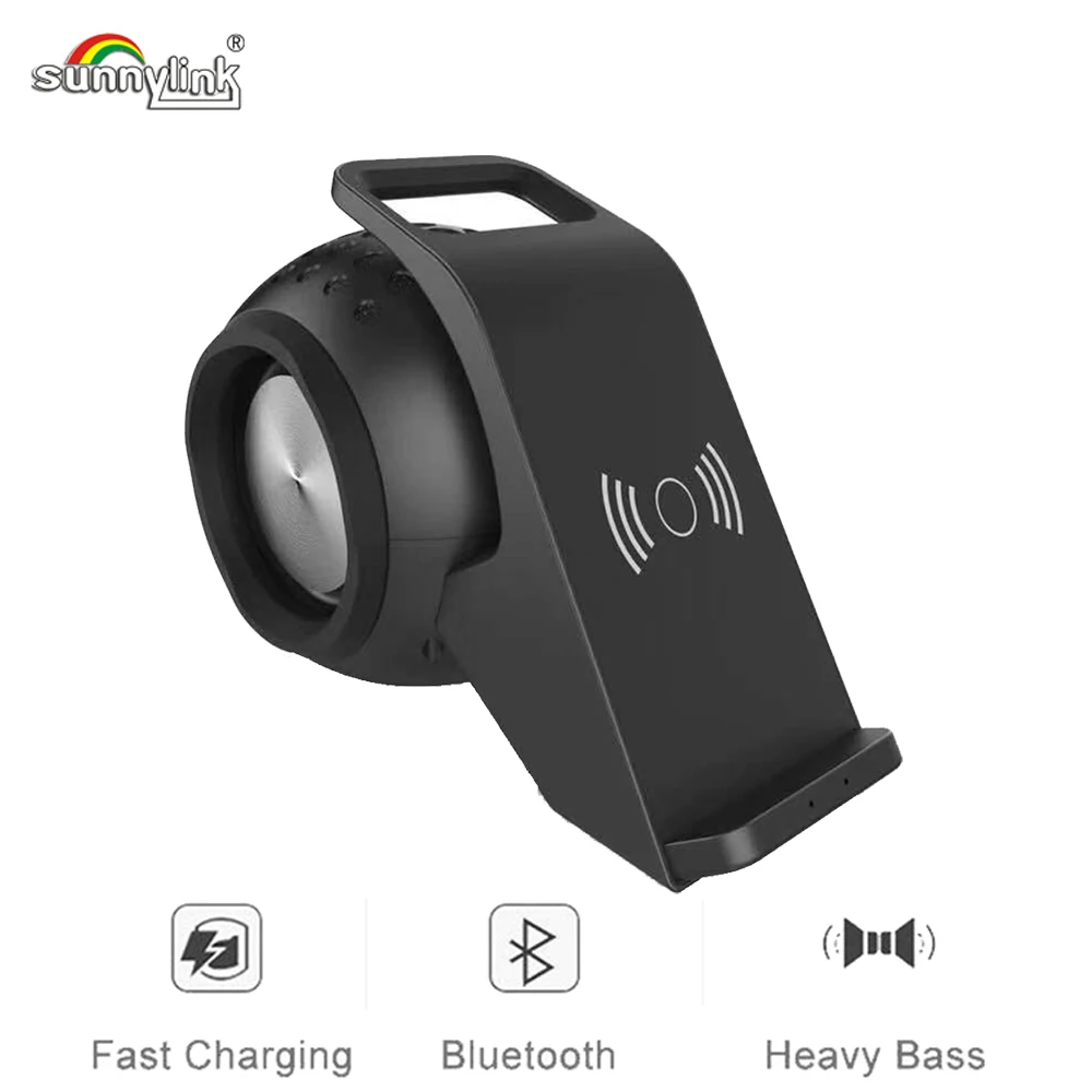Дешевый 10 Вт Bluetooth динамик + Быстрое беспроводное зарядное устройство и вентилятор охлаждения Беспроводной Зарядная Станция телефон стенд держател...
