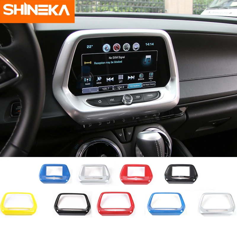 SHINEKA интерьер Молдинги для Chevrolet Camaro до 7 8 дюймов навигации Экран панель GPS украшения рамки крышка Стикеры