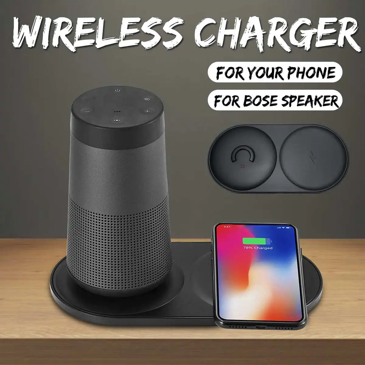 

2 in 1 Wireless Phone Charging Pad Speaker Base Charger For Bose SoundLink Revolve Universal Mobile Phone Chargers